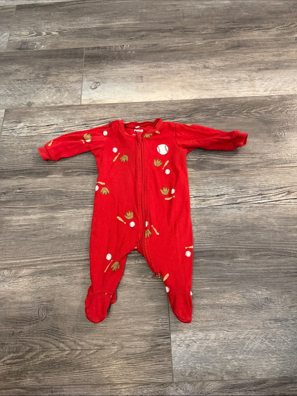Pekkle One-Piece Red Footed Zipper Sleepwear